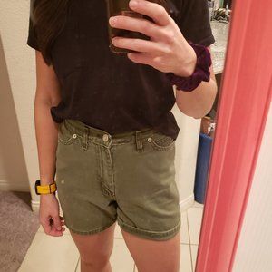 vintage green high waist jean short 100% cotton